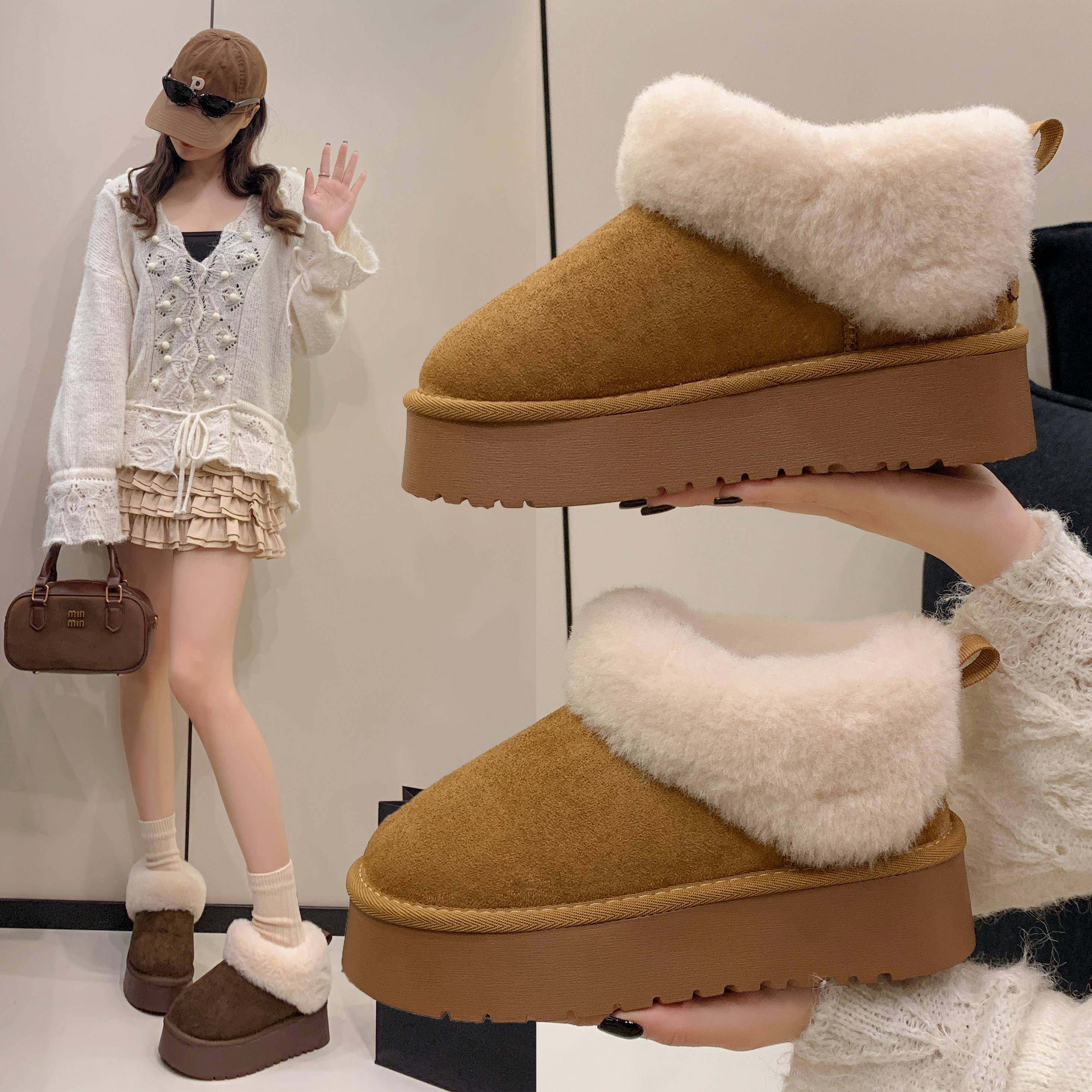 厚底靴女2026年春秋新款加绒加厚东北大棉鞋一脚蹬勃肯毛毛0115w,女鞋,勃肯鞋/软木鞋,淘宝优惠券,粉丝福利购,淘宝优惠卷