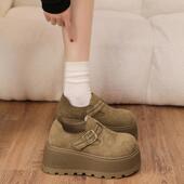 春季 百0127z 磨砂皮一字扣带增高风单鞋 松糕厚底勃肯鞋 女2026新款