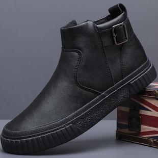 1226z 男短靴百搭潮鞋 秋冬马丁靴男靴男鞋 高帮皮靴加绒保暖鞋