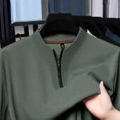 短袖 t恤季 立领运动衫 中年半拉炼男士 清色底上装 t0128w