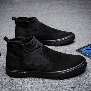 高筒板鞋 潮流加绒鞋 休闲一脚蹬马丁靴男1226z 韩版 秋冬男鞋