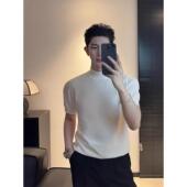 男半高领2026新款 t恤内搭男款 上衣春季 针织毛衣短袖 男士 0204w