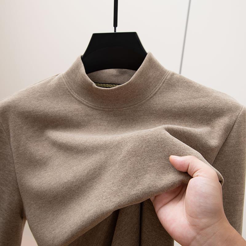 秋冬男士德绒打底衫纯色半高领长袖T恤保暖针织百搭毛衣内搭1216k