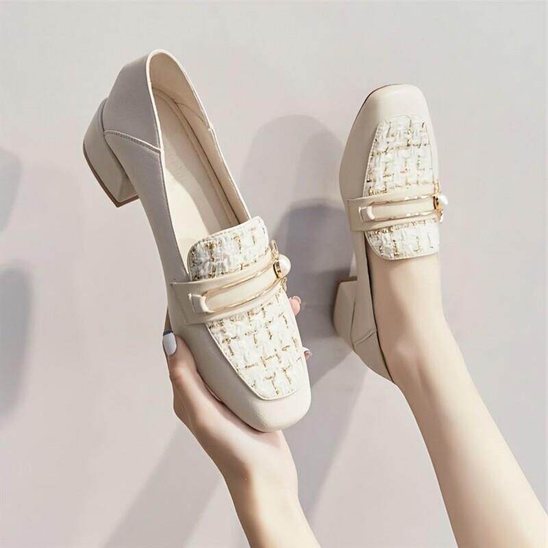 春季韩版小皮鞋女2026春秋新款低跟单鞋粗跟百搭一脚蹬乐福0226u