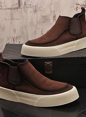 秋冬季磨砂一脚蹬鞋子男2025新款短筒马丁靴百搭运动休闲男1103r