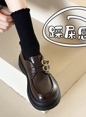 春夏女单鞋厚底乐福鞋鞋子2026新款季英伦风小皮鞋款一脚蹬0304k