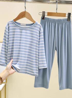 秋冬睡衣男薄款宽松休闲女宝宝家居服套装12292e