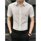 高端商务隐扣半袖 夏季 时0130r 休闲修身 合身2026新款 男士 衬衫