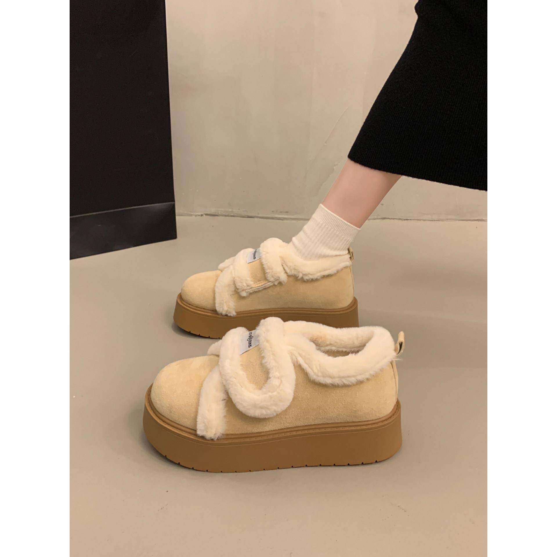 厚底加绒面包鞋毛毛鞋女款2026新款春秋保暖靴一脚蹬勃肯棉0115w,女鞋,勃肯鞋/软木鞋,淘宝优惠券,粉丝福利购,淘宝优惠卷