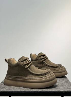 马丁靴男款2025新款加绒保暖棉鞋潮流厚底增高鞋百搭系带短1103r