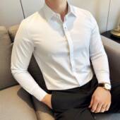 男长袖 春秋新款 潮流时尚 高级感暗扣衬衫 修身 百搭休闲商务抗0130r