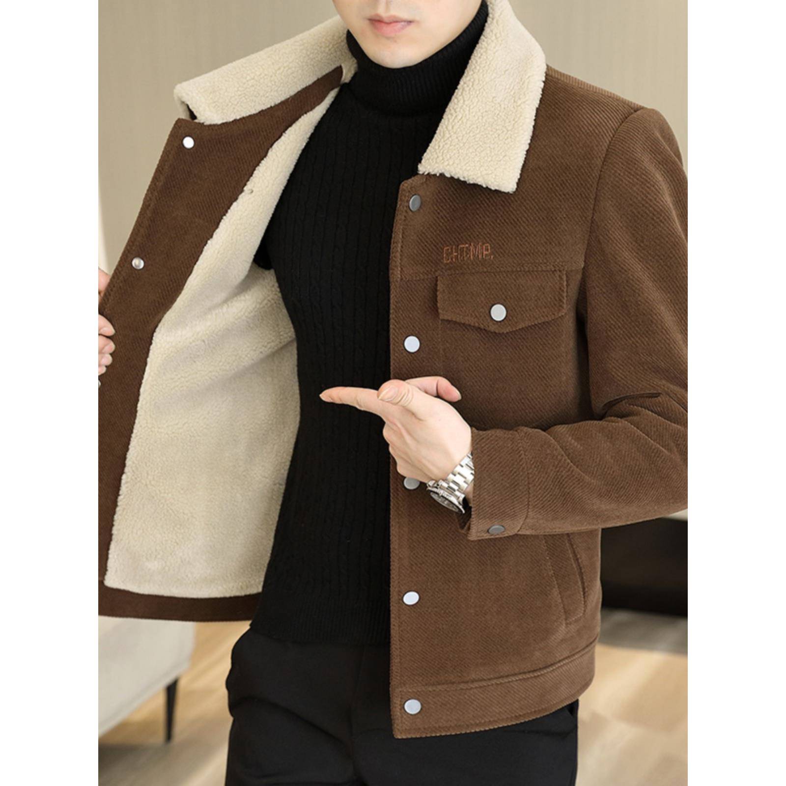 冬季2025年加绒加厚男士潮流帅气大衣高端短款棉服外套1121w