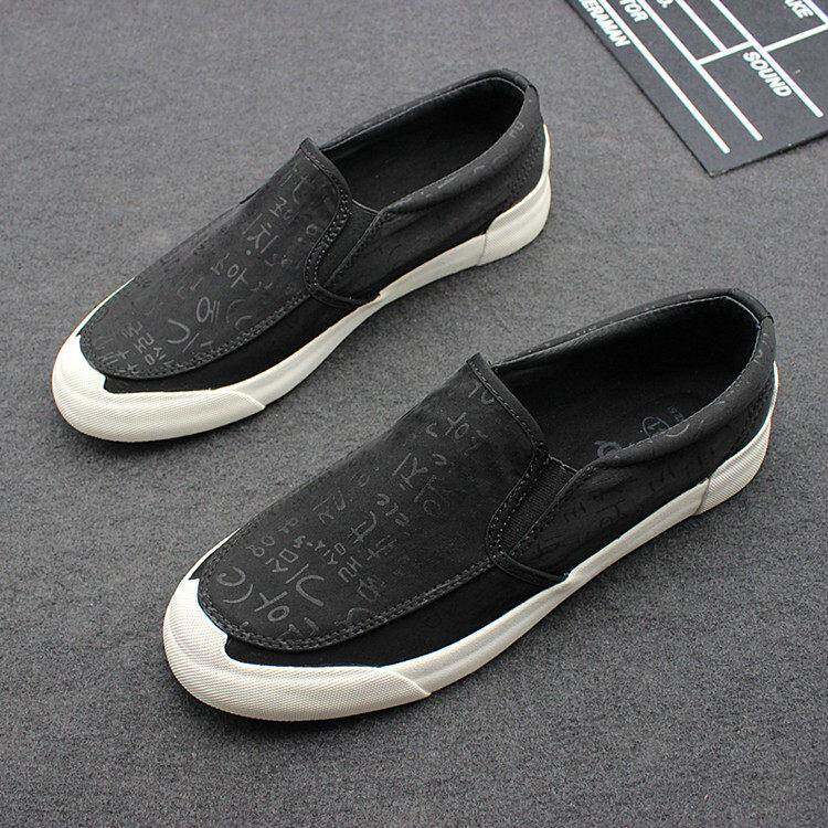 2019新款鞋风男士一脚蹬休闲鞋男板鞋韩版潮印花套脚男鞋0419k