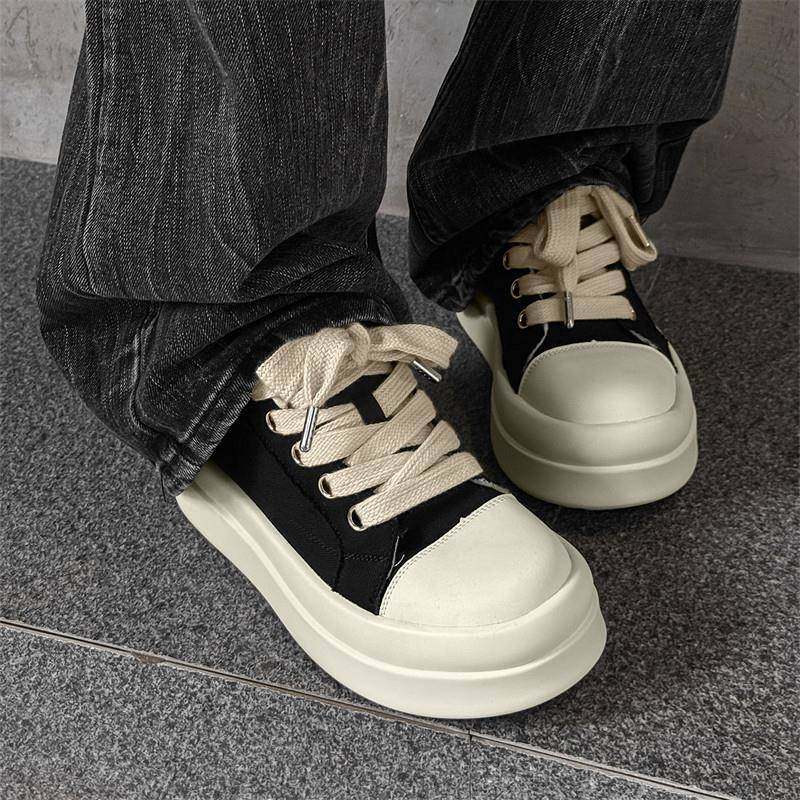 2026新款春季帆布鞋男女低帮潮流休闲板鞋厚底增高大头鞋0116w,流行男鞋,时尚休闲鞋,淘宝优惠券,粉丝福利购,淘宝优惠卷