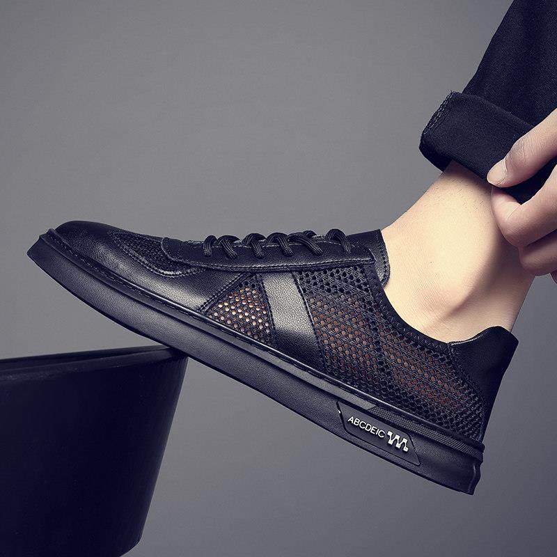 男鞋春夏2026新款网面鞋子男透气滑板鞋镂空休闲男鞋百搭洞0110r