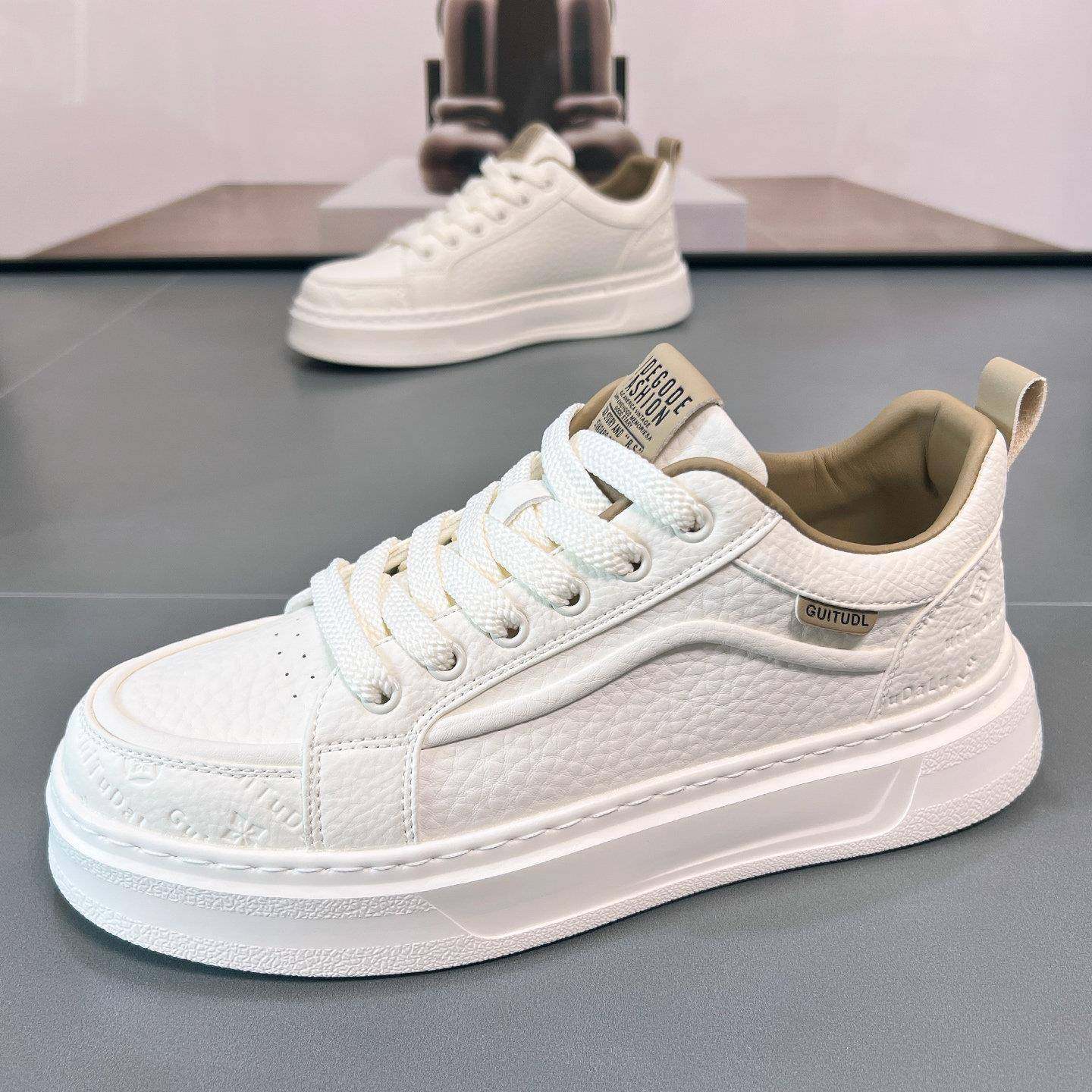 2026春季新款小白鞋厚底休闲鞋百搭男鞋港风增高时尚板鞋皮0117k,流行男鞋,时尚休闲鞋,淘宝优惠券,粉丝福利购,淘宝优惠卷