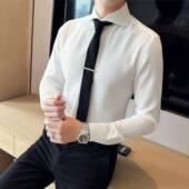 一字温莎领衬衫 法0130r 商务休闲职业正装 男长袖 高级感华夫格修身