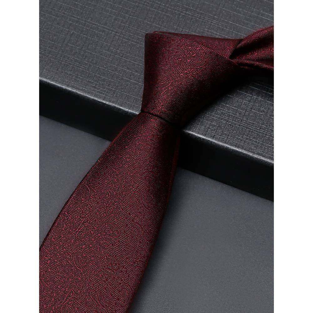 时尚领带男士高端婚礼新郎酒红色图案衬衫节日婚宴商务正装1213h