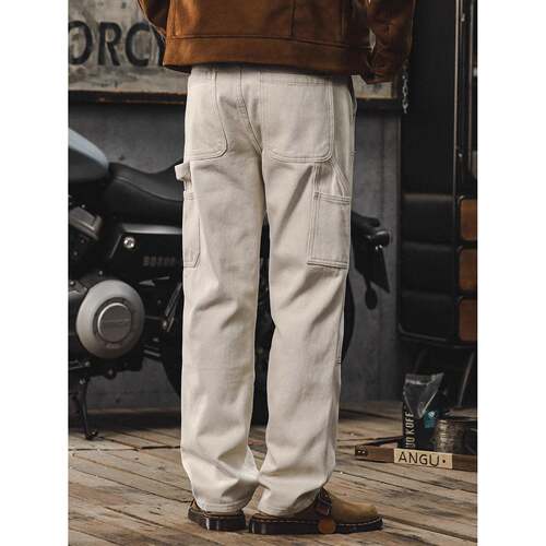 秋冬潮流工装牛仔裤男美式高街宽松拼接直筒长裤春秋新款男1003d