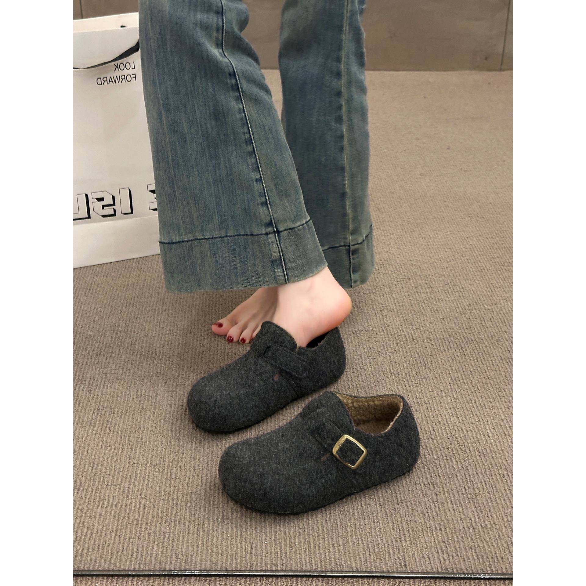 一脚蹬勃肯鞋女2026春秋新款平底加绒保暖豆豆棉鞋懒人穆勒0115w,女鞋,勃肯鞋/软木鞋,淘宝优惠券,粉丝福利购,淘宝优惠卷