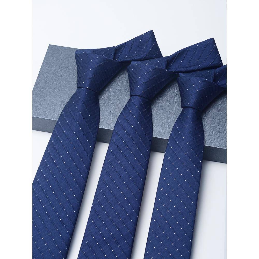 男士海蓝银色圆点领带正式拉炼西装无结手系商务韩式休闲慵1113w