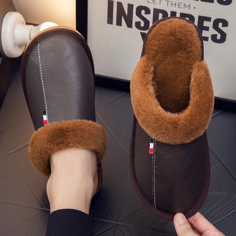 秋冬男女拖鞋面防水家用带绒保暖居家卧室内厚底防滑1124z