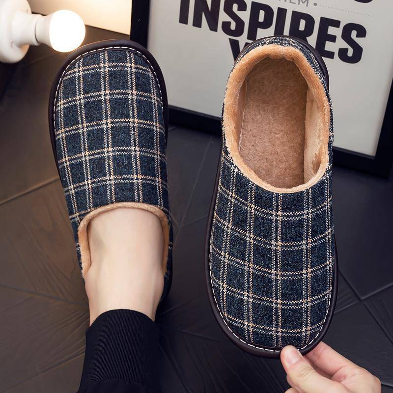 秋冬家居布艺带跟半包棉拖鞋男女情侣室内防滑居家保暖家用1027z