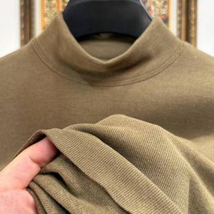 百搭纯色保暖内搭双面绒长袖 打底衫 半高领时尚 秋冬季 t恤1221r 男士