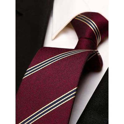 红色领带结婚新郎男士正装手打商务拉炼式免打结高端订婚西1210z