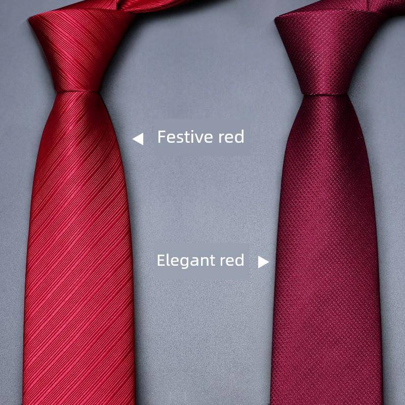 领带婚礼新郎男士拉炼婚礼红色手结无领带男士高端商务易拉1210z