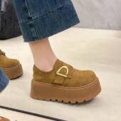 女2026新款 春季 风松糕厚底勃肯鞋 魔术贴反绒皮一脚蹬百搭单0127z