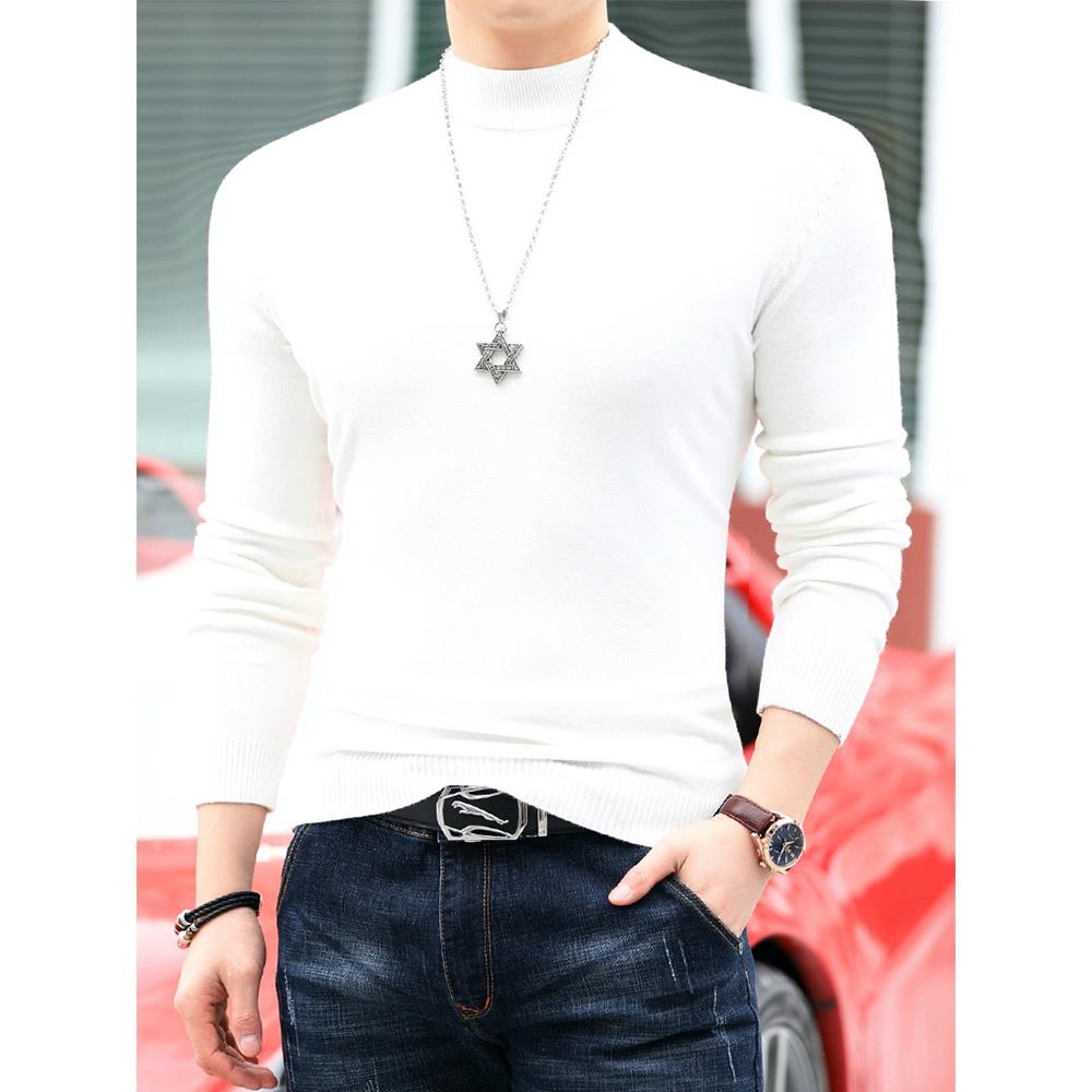 秋冬毛衣男士新款上衣半高领套头外穿内搭修身针织厚款打底0926c