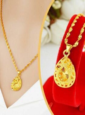 女小众设计不掉色新款 水滴项链女简约时尚百搭合金镂空吊坠送女