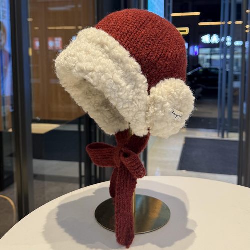 2025新款美拉德色毛绒保暖针织帽