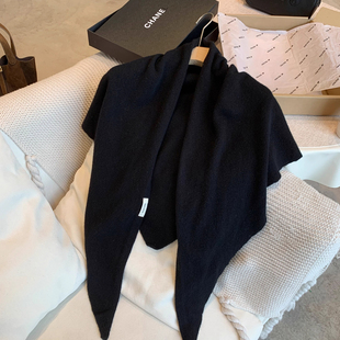 100%澳洲羊毛针织大三角披肩女2025秋季新款护颈保暖外搭坎肩围巾