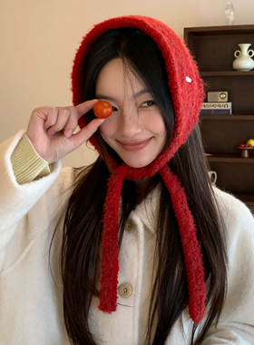冬季韩版毛绒绑带护耳帽女士保暖