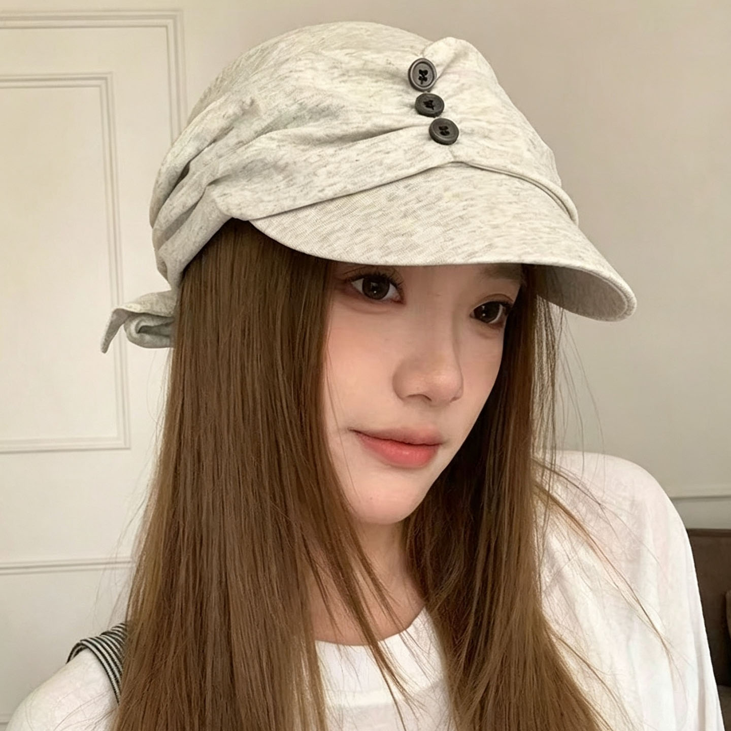 日系复古女款防晒大头围鸭舌帽