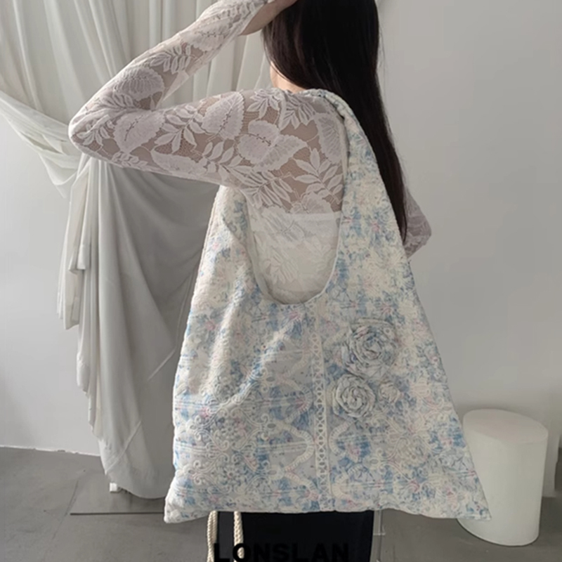2025新款小众蕾丝刺绣托特包