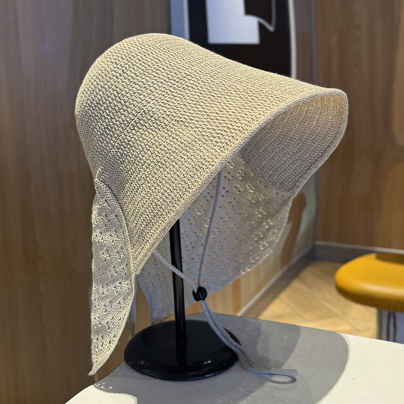 夏季披肩护颈渔夫帽子女户外骑车防晒遮阳帽大帽檐防紫外线太阳帽