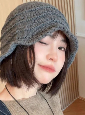 韩版简约氛围感百搭针织渔夫帽女