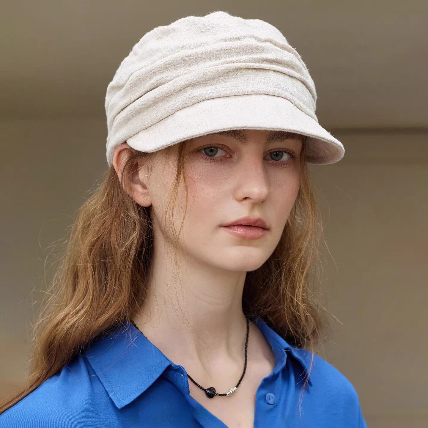 日系复古棉麻褶皱贝雷帽子女春夏季文艺时尚休闲百搭显脸小八角帽