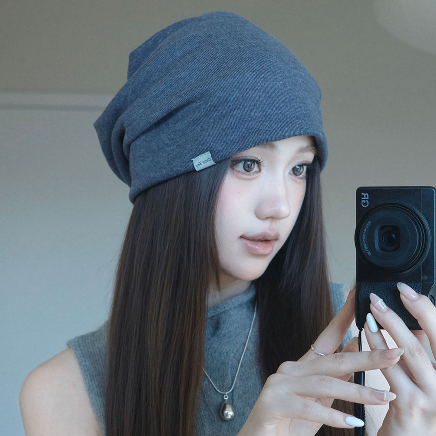 秋季女款针织堆堆包头帽百搭图片