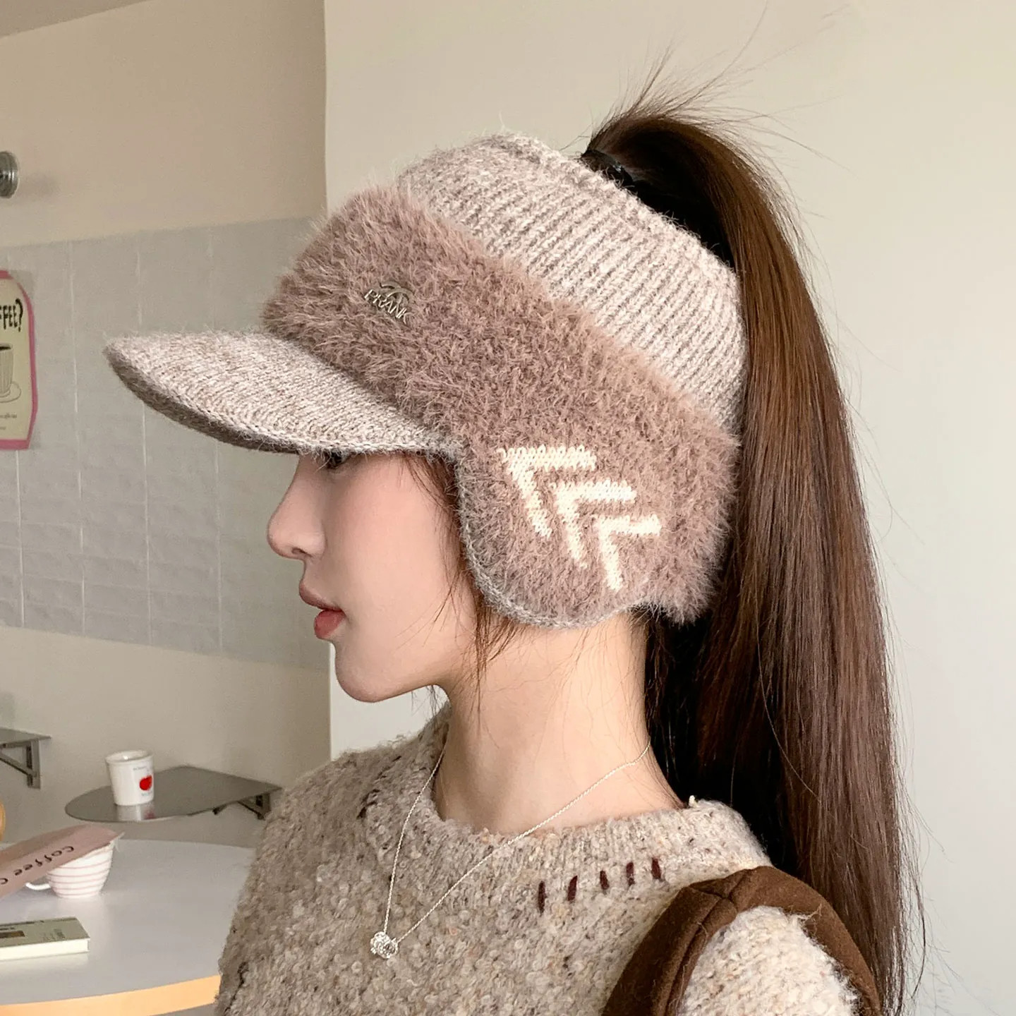 冬季针织保暖防风显脸小棒球帽