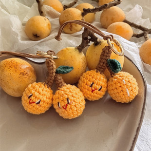 夏日小枇杷 手工钩织毛线包包挂件个性可爱钥匙扣 Mazi手作成品