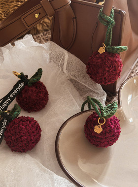 一颗杨梅 Mazi手作成品可爱手工编织礼物毛线包包挂件个性钥匙扣