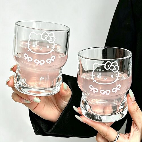 KT猫可爱分层玻璃牛奶杯