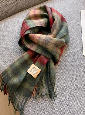 精选澳洲wool纯羊毛格纹围巾英伦经典男女通用情侣款冬季保暖围脖
