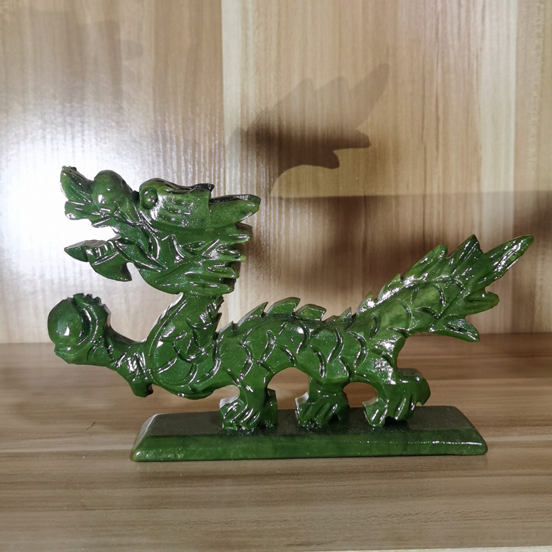 天然玉石青龙摆件客厅招财工艺品