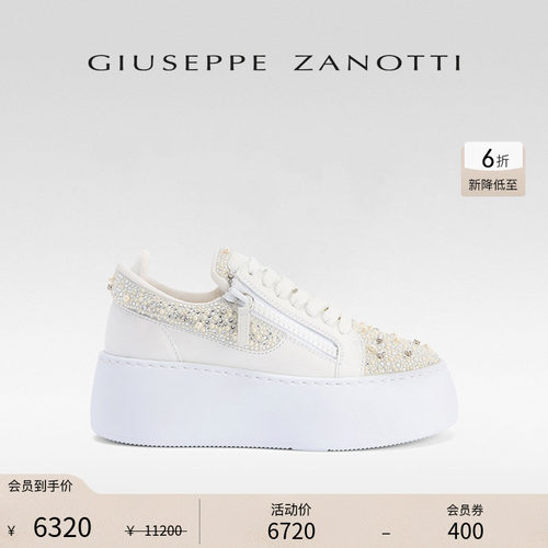 Giuseppe ZanottiGZ女士SS25春夏新品GZ94低帮厚底圆珠水钻运动鞋