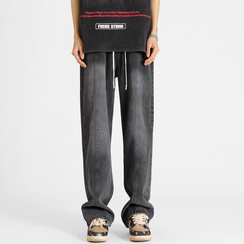 复古高街美式百搭阔腿宽松直筒牛仔裤8BK420-P50控78，男装牛仔裤，星座515